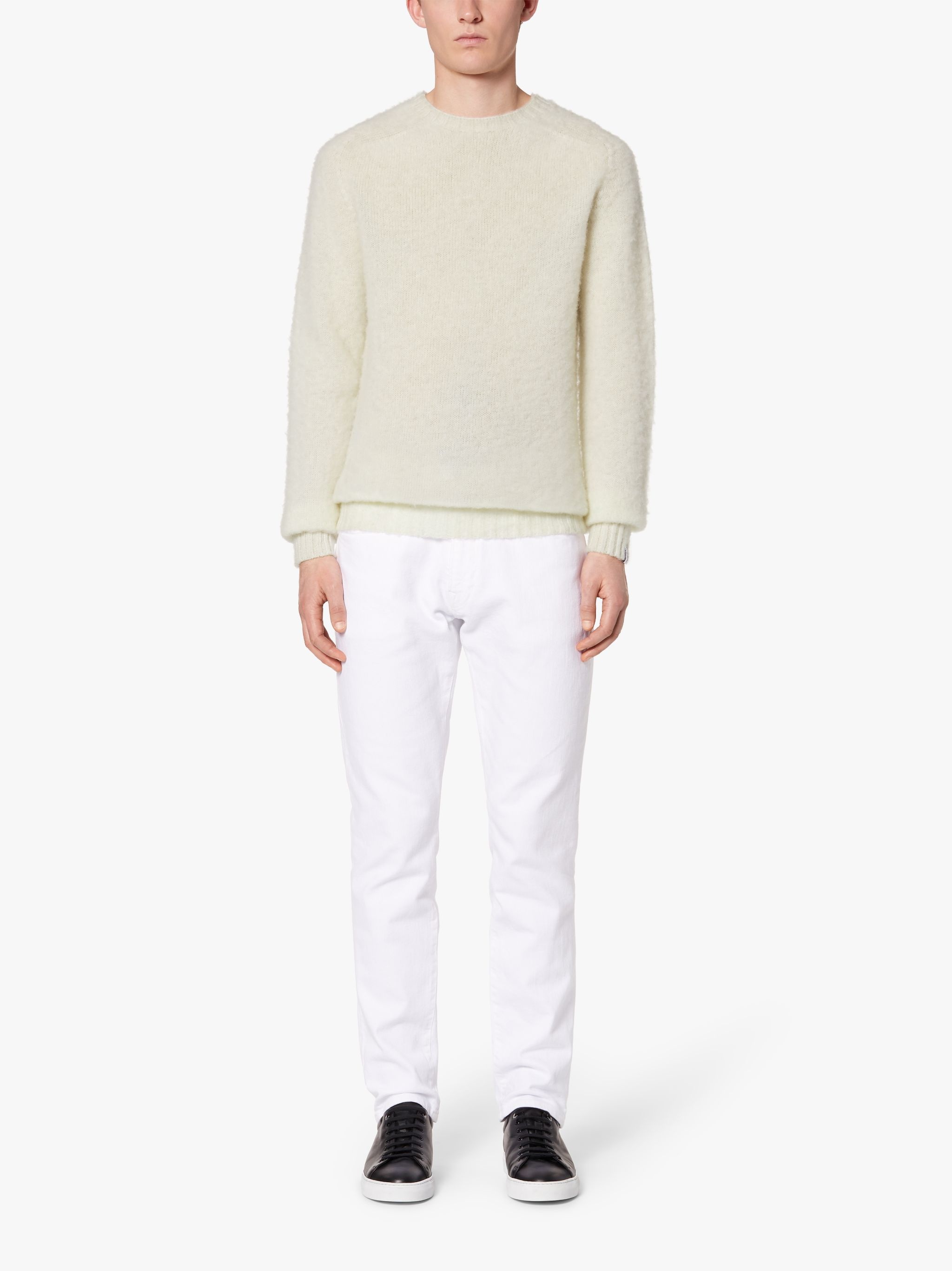 HUTCHINS WHITE WOOL CREW NECK SWEATER - 2