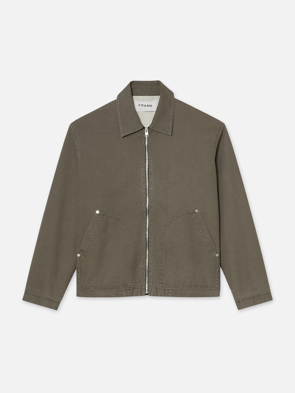 Garment Washed Trucker in Olive Green - 1