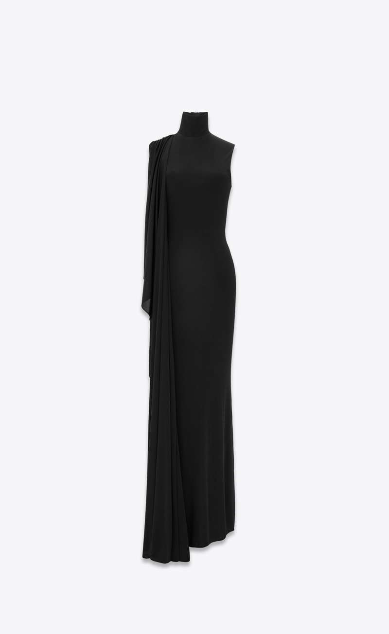 draped dress in shiny jersey - 1