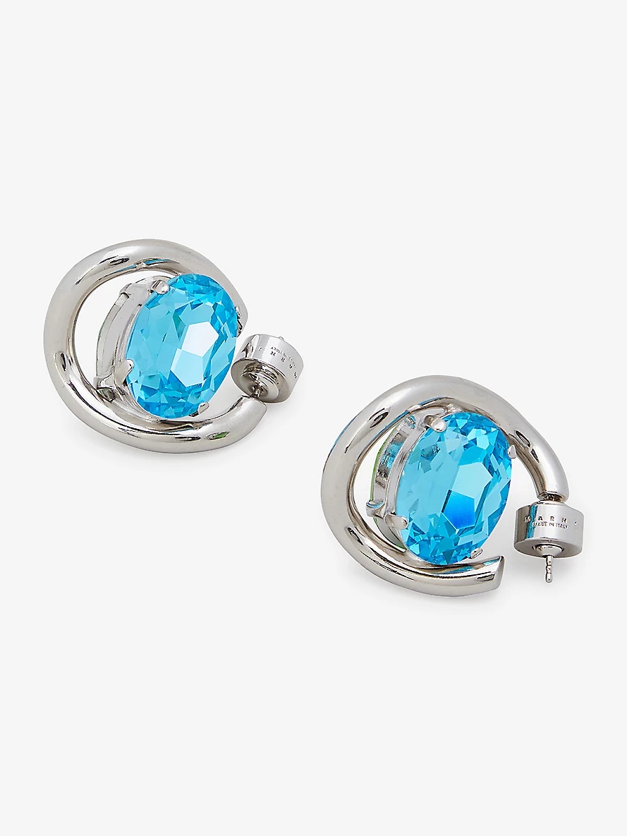 Rhinestone-embellished silver-tone metal earrings - 4