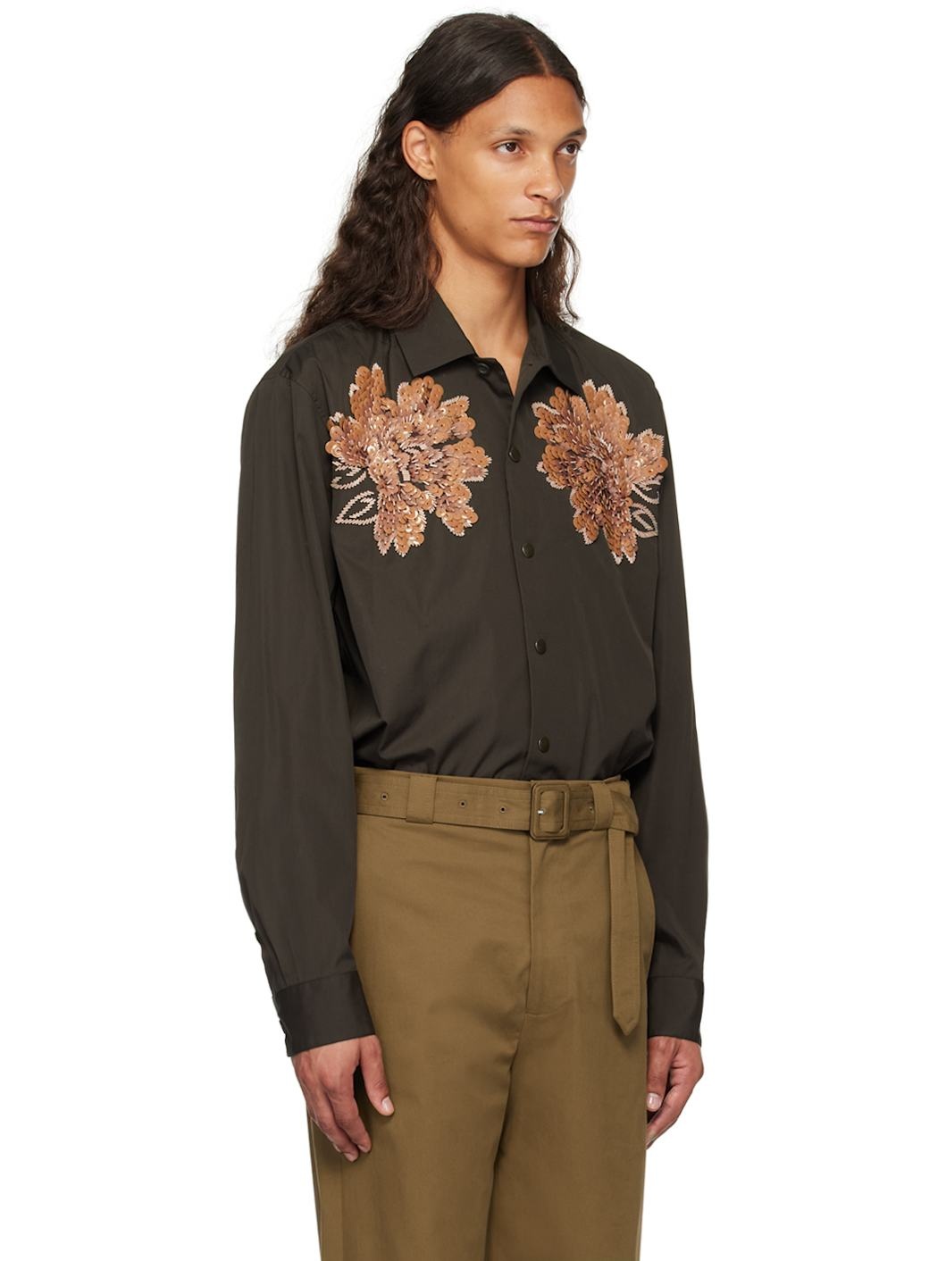Brown Beaded Shirt - 2