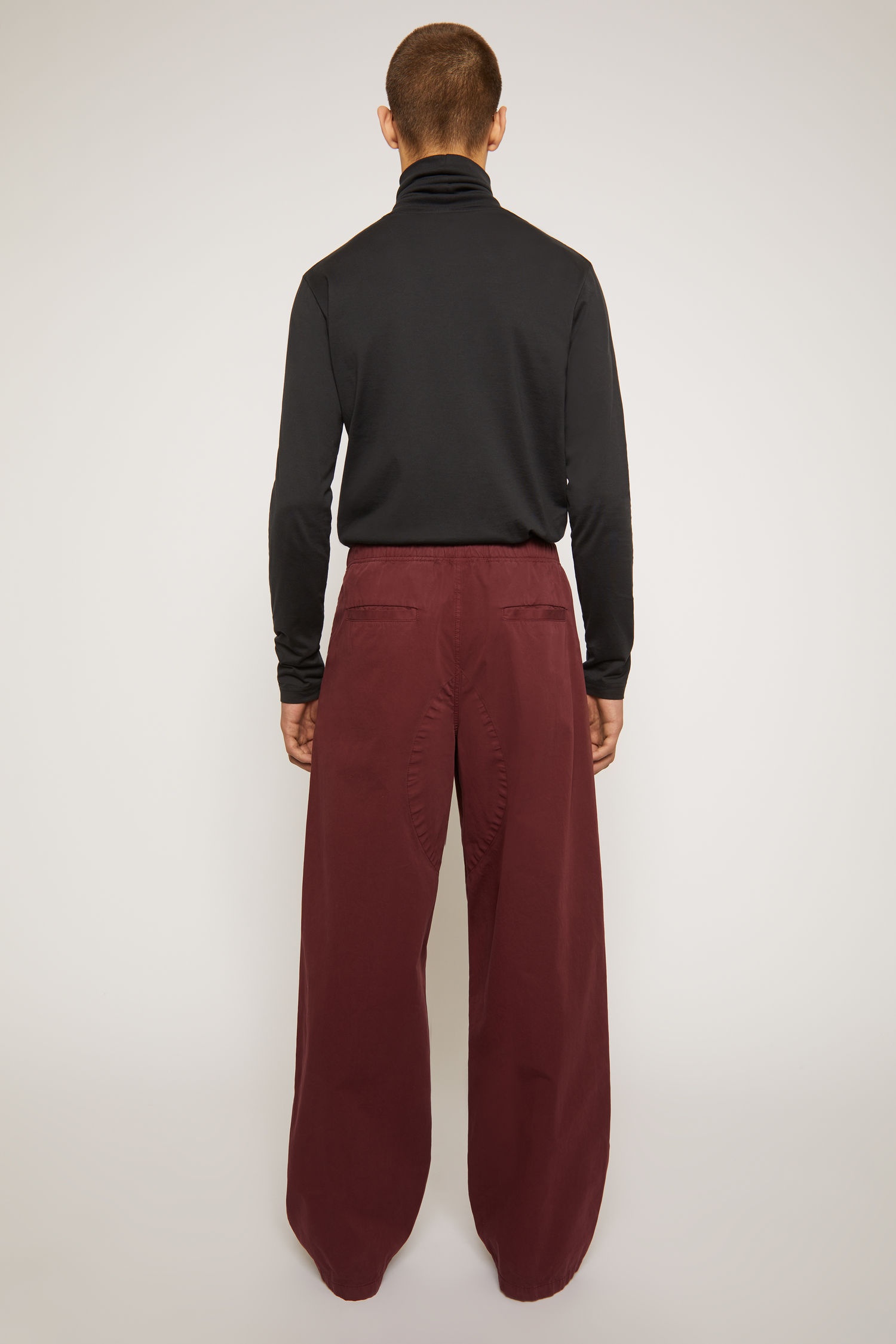 Straight-leg cotton trousers burgundy - 4