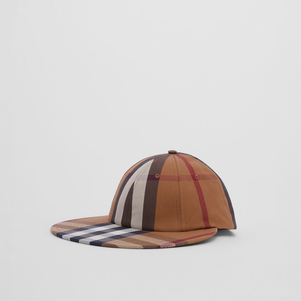 Exaggerated Brim Check Cotton Baseball Cap - 6