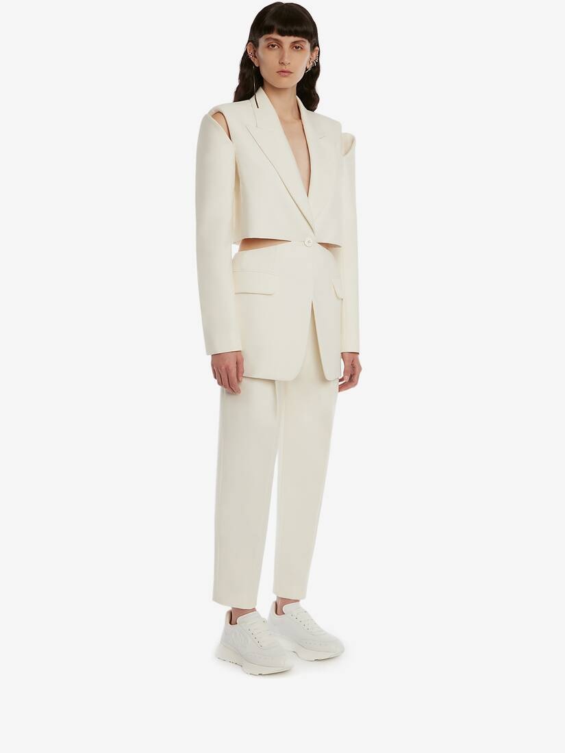Slashed Wool Jacket in Ivory - 3