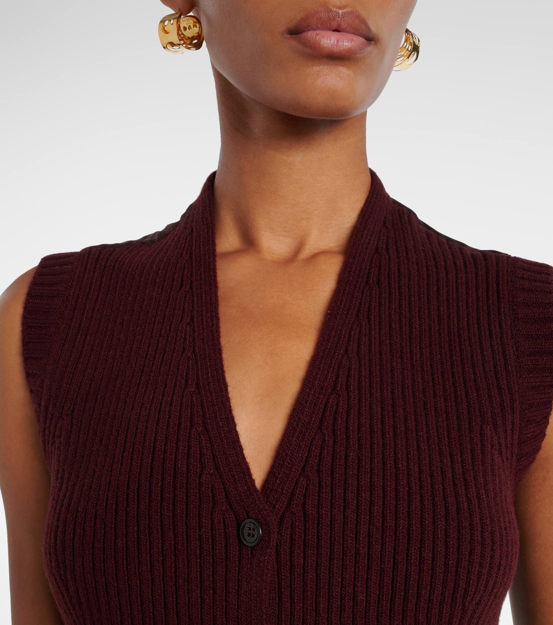 Madre paneled wool-blend and satin vest - 4