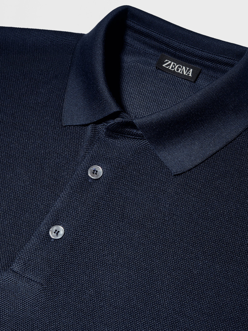 DARK BLUE ZEGNA SILK POLO SHIRT 4