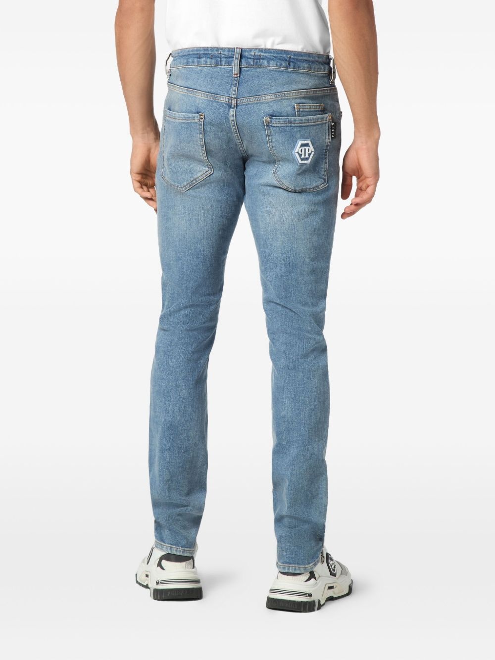 Hexagon-appliqué jeans - 3