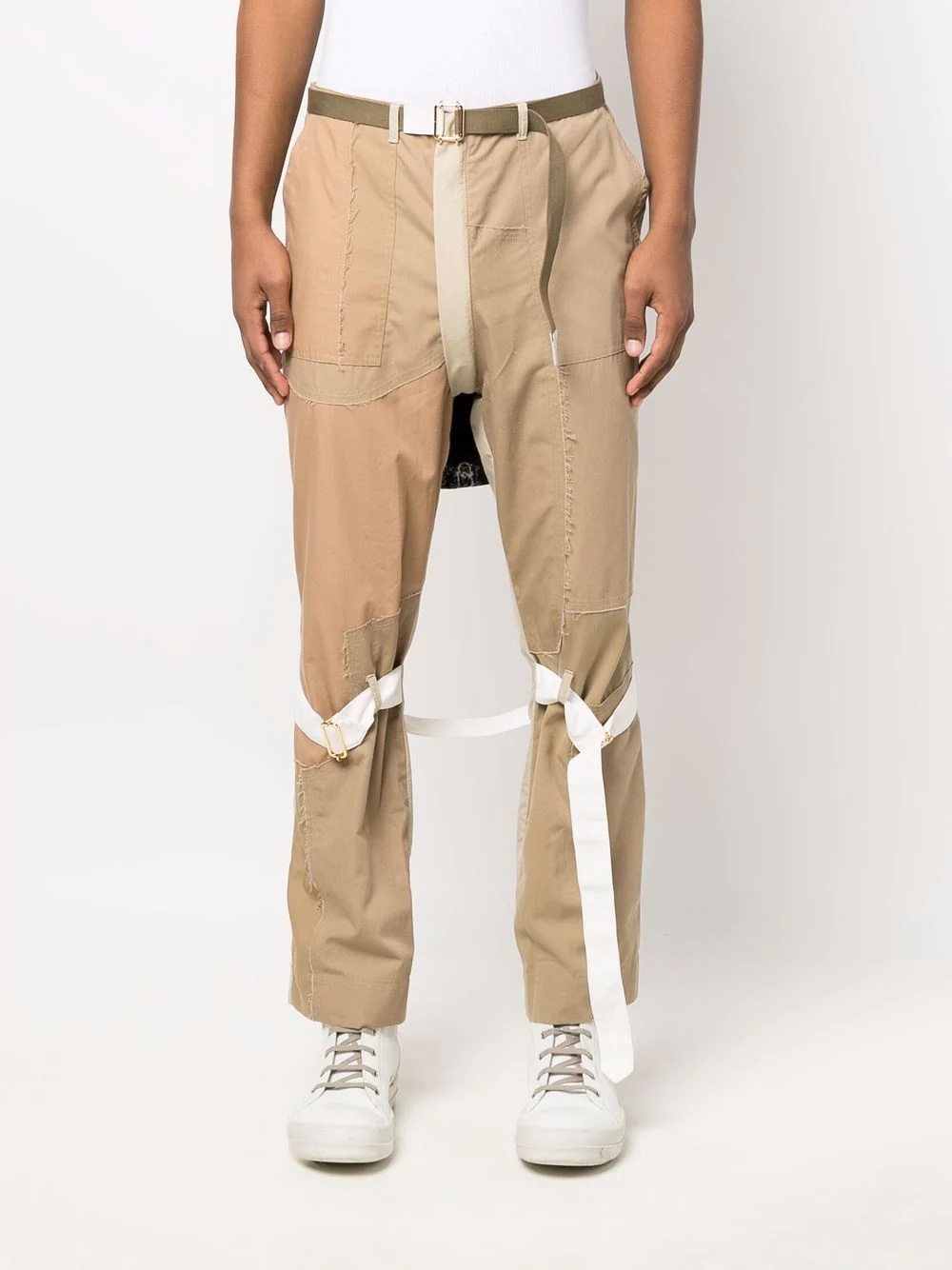 straight-leg panelled trousers - 4