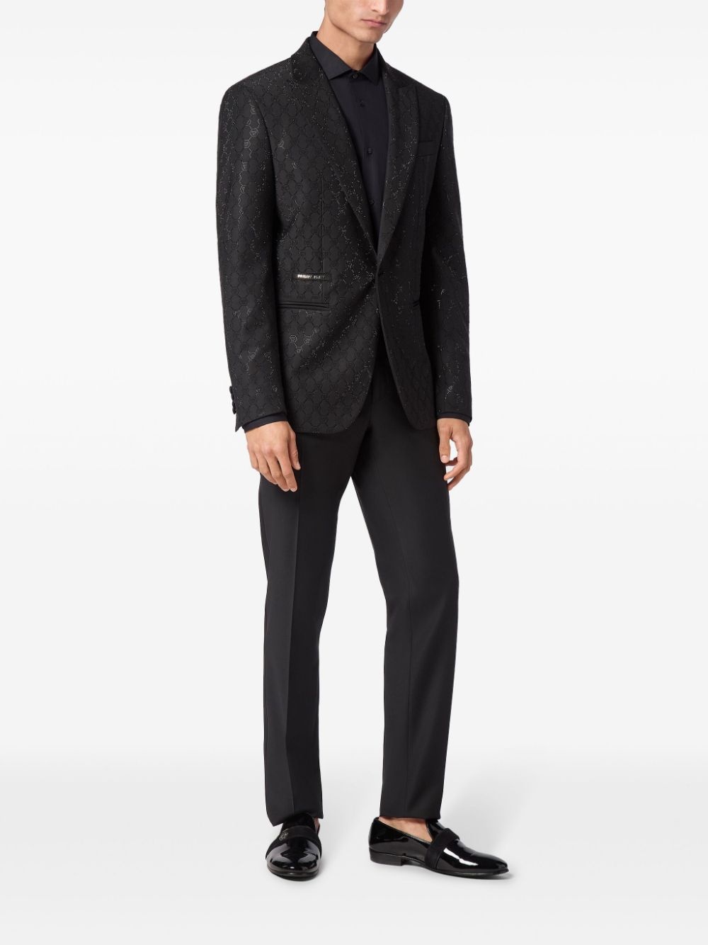monogram-pattern blazer - 2