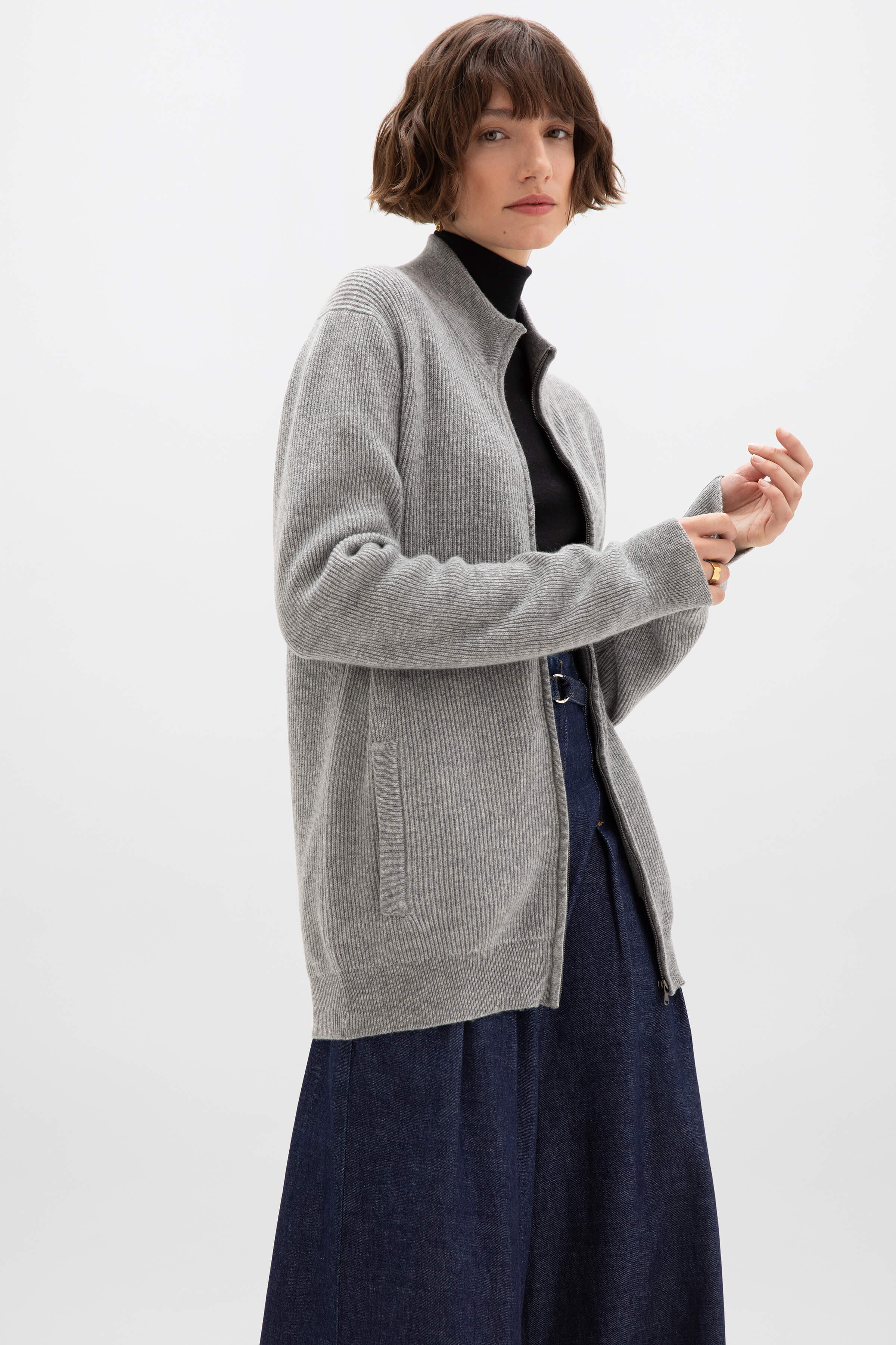 Ribbed Cashmere Cardigan - 6