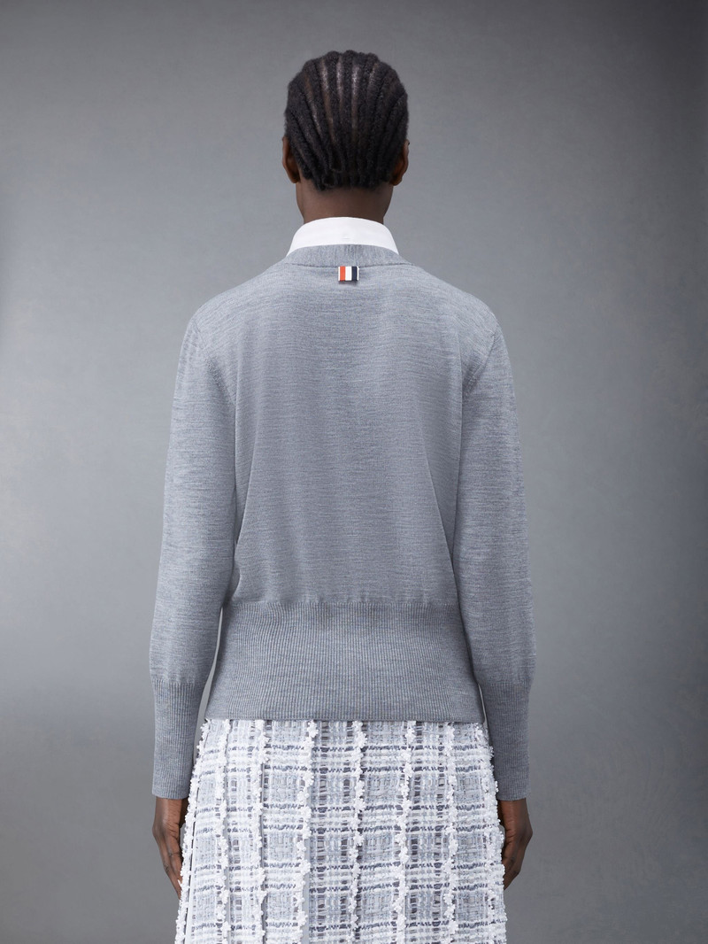 Thom Browne Wool Jersey Organza Collar Crew Neck Pullover Combo Shirt outlook