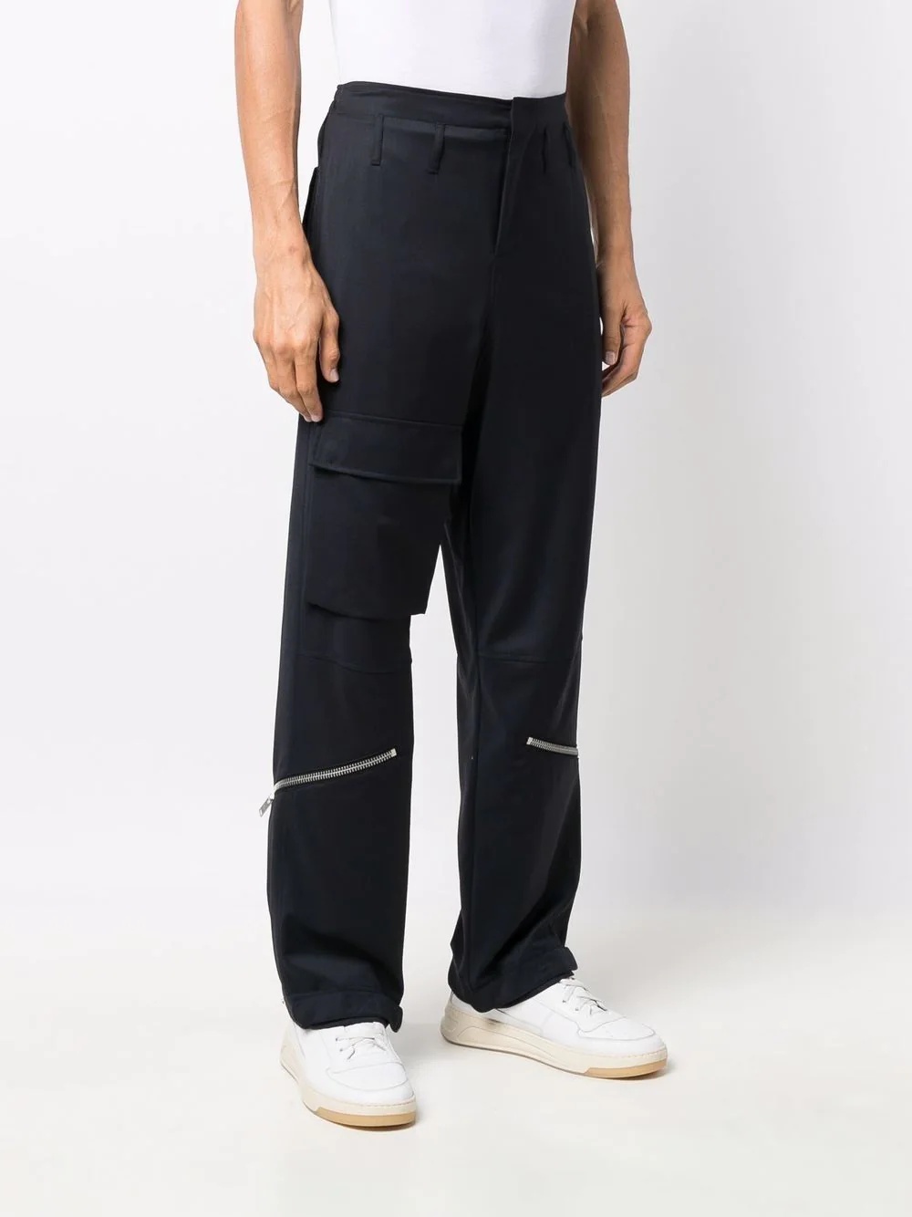 zip-detail straight-leg trousers - 3