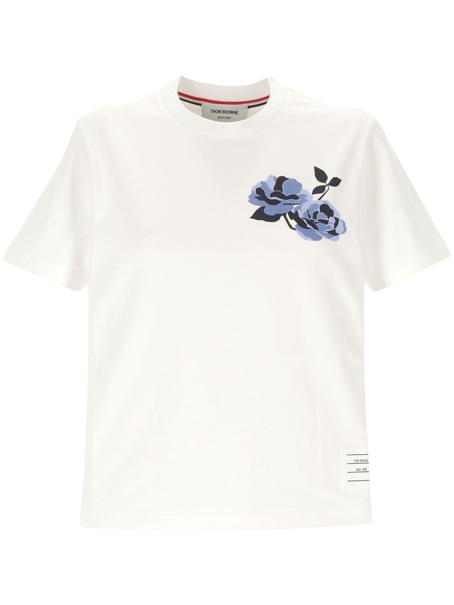 Thom Browne 'Rose' White Cotton T-Shirt - 4