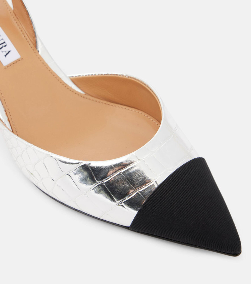 Milanese metallic leather slingback pumps 6