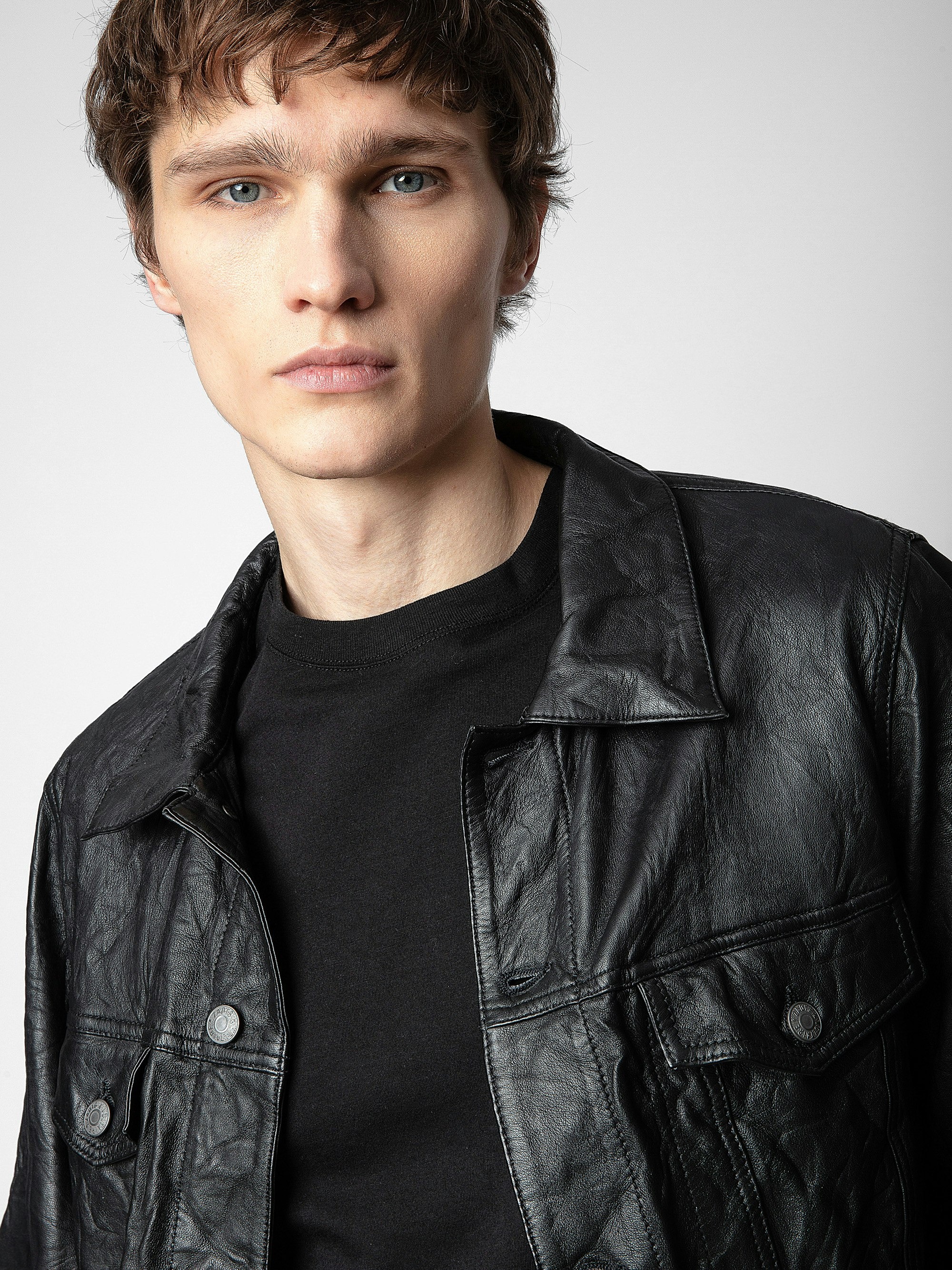 Creased leather base jacket - 4