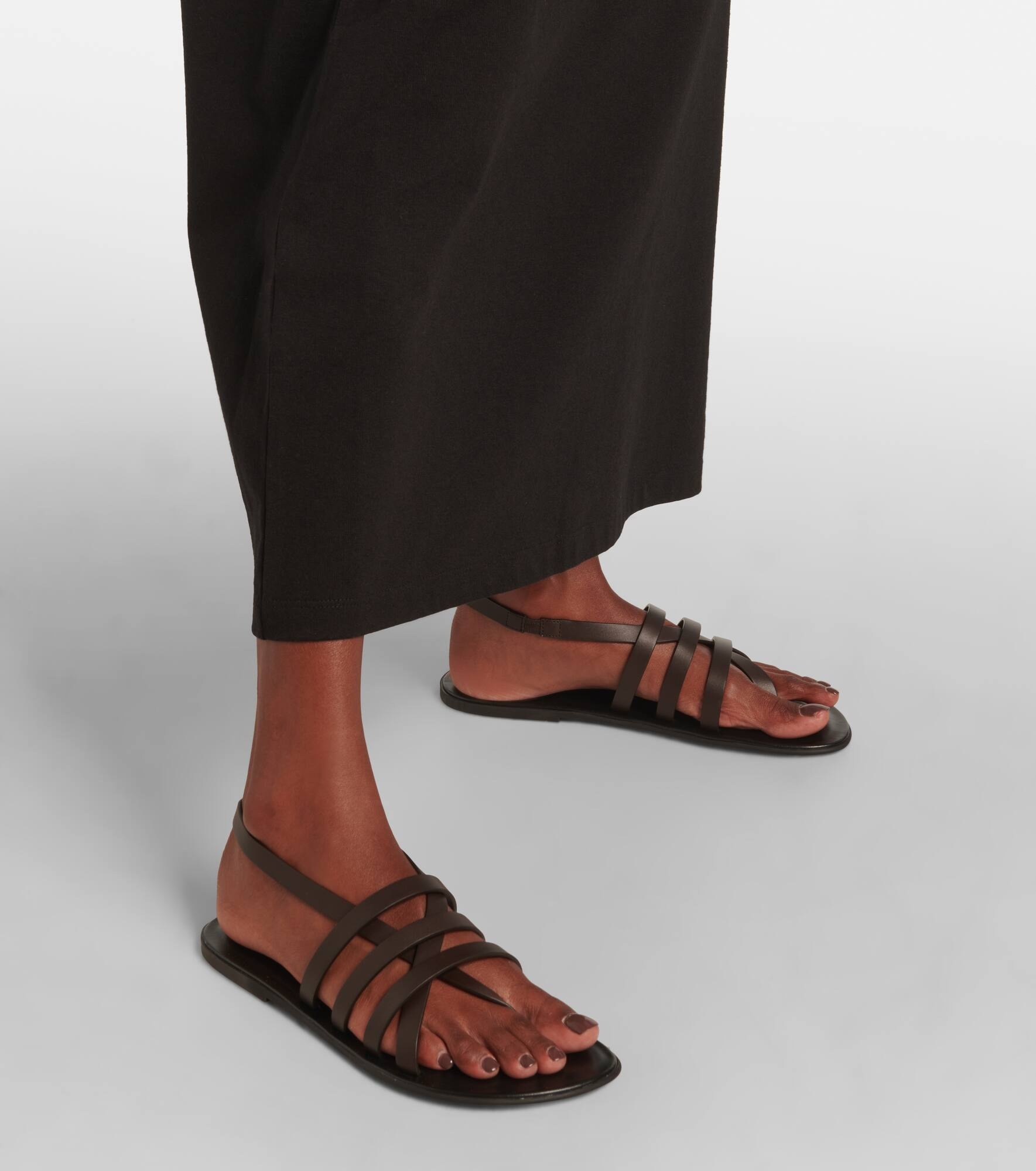 Line leather sandals - 4