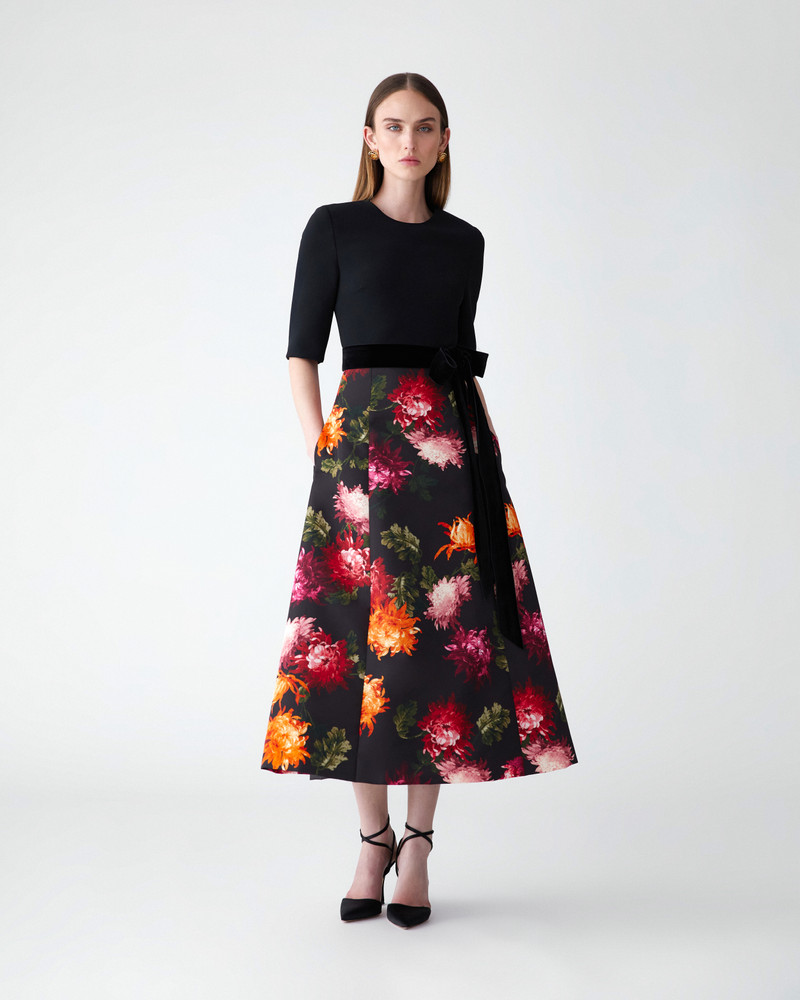 CAROLINA HERRERA Chrysanthemum-Print Midi Dress outlook