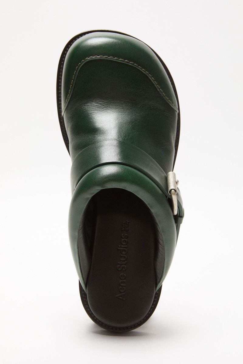 Leather buckle shoes - Olive green 5