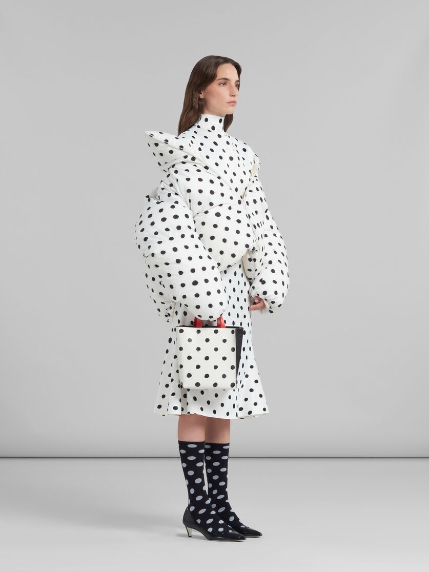 WHITE OVERSIZED DOWN JACKET WITH POLKA DOTS - 6