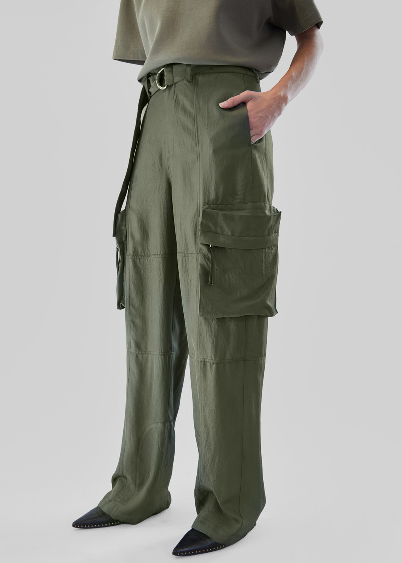Kelly Fluid Cargo Pants - Moss Green 5