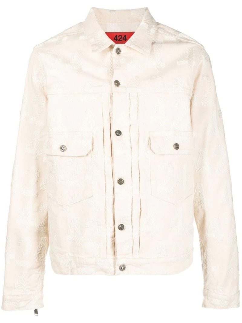 logo-embroidered denim jacket 1