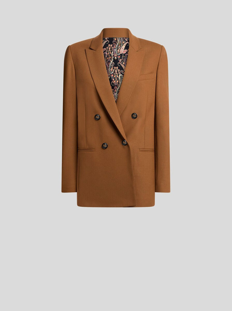 DOUBLE-BREASTED STRETCH WOOL JACKET WITH PEGASO BUTTONS 1