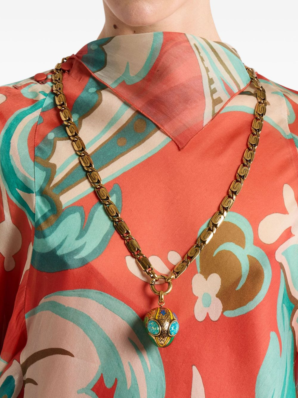 alien-head curb-chain necklace - 2