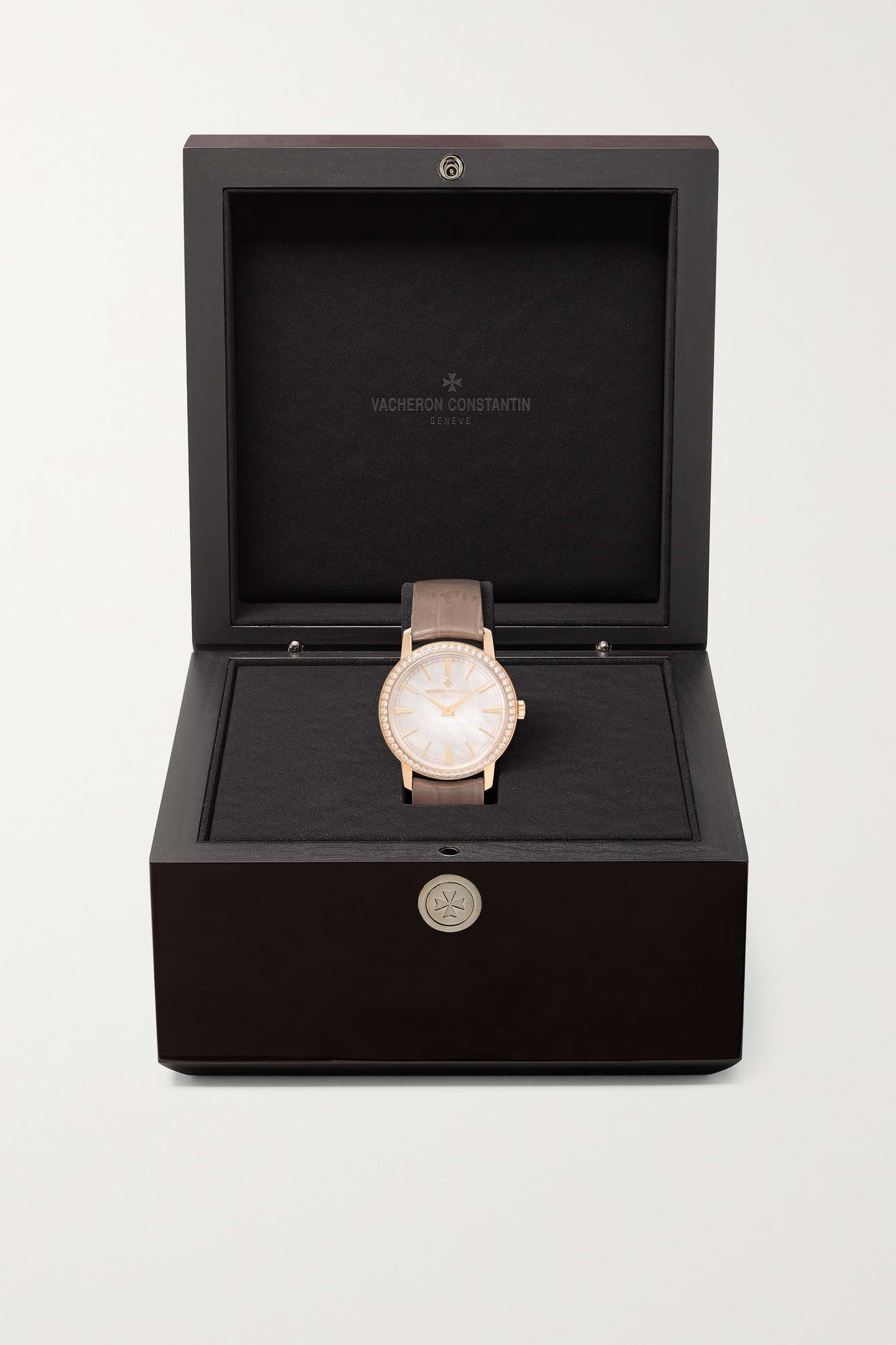Traditionnelle Hand-Wound 33mm 18-karat pink gold, alligator and diamond watch - 7
