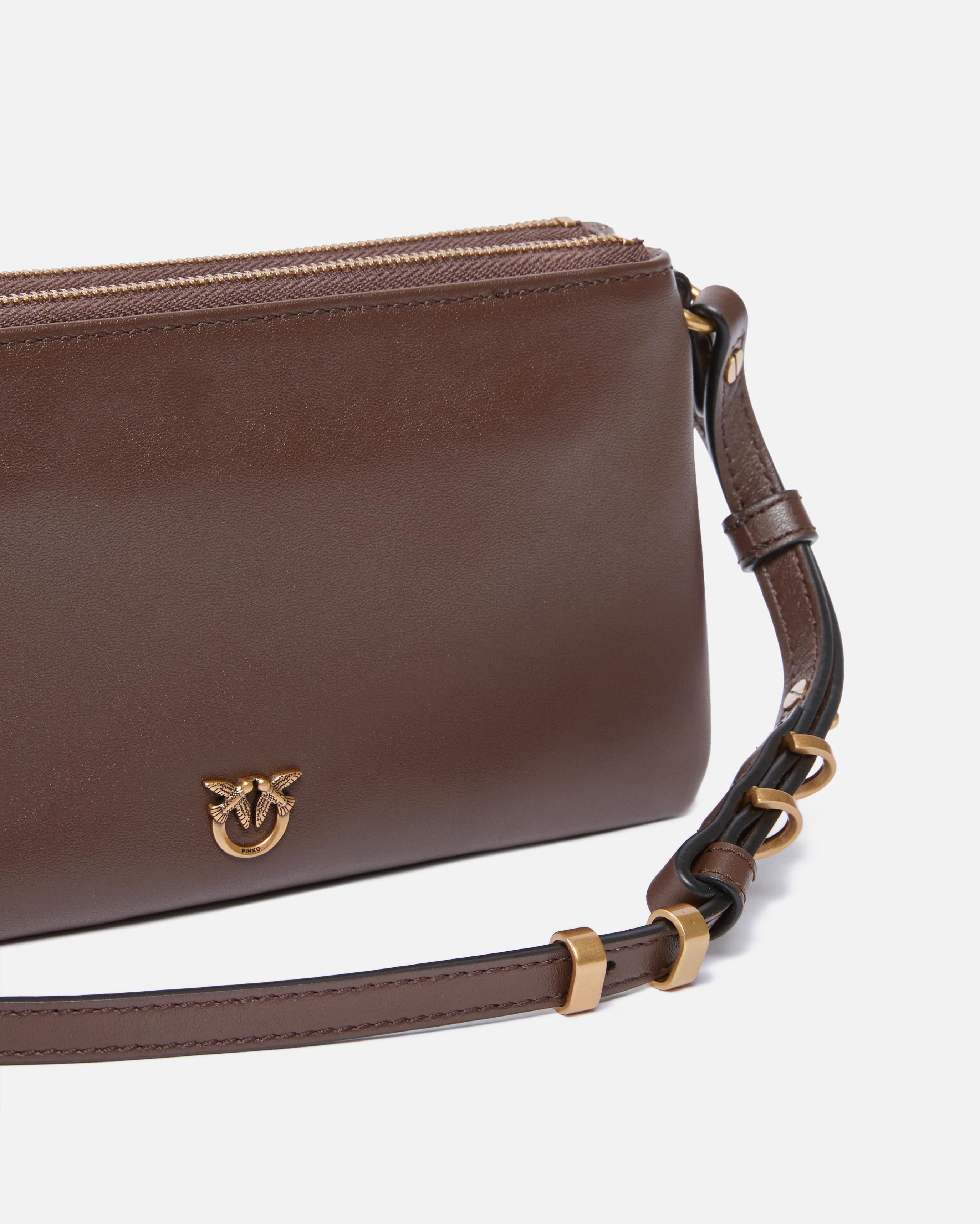 LEATHER MINI DOUBLE BAG WITH SHOULDER STRAP - 3