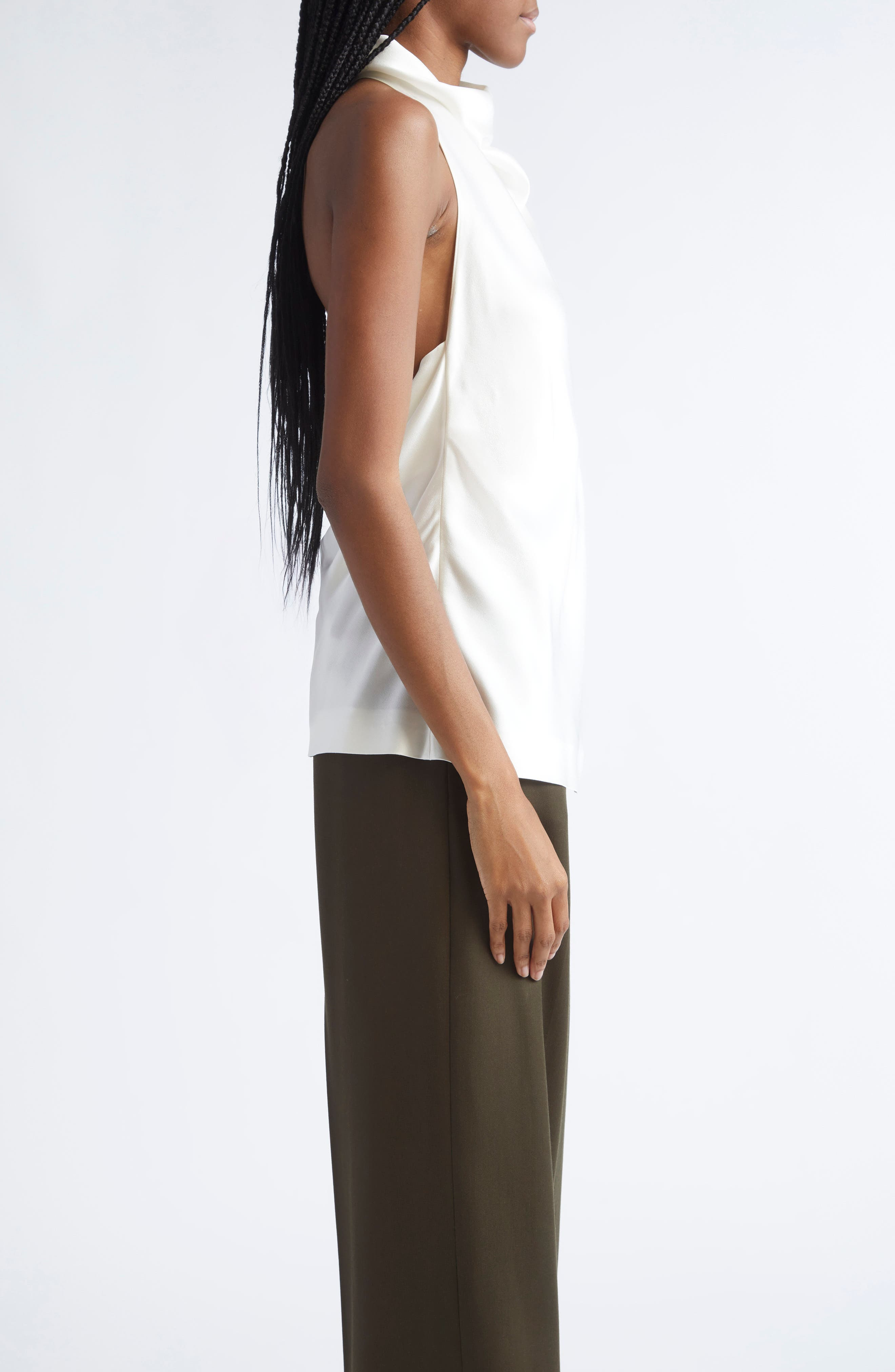 Stella McCartney Cowl Neck Satin Halter Top in Cream at Nordstrom - 3