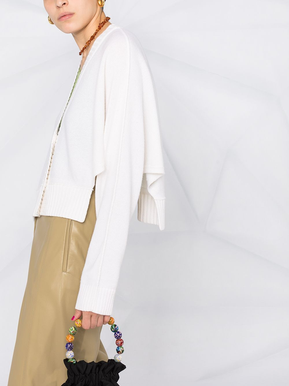 V-neck open-side cardigan - 5