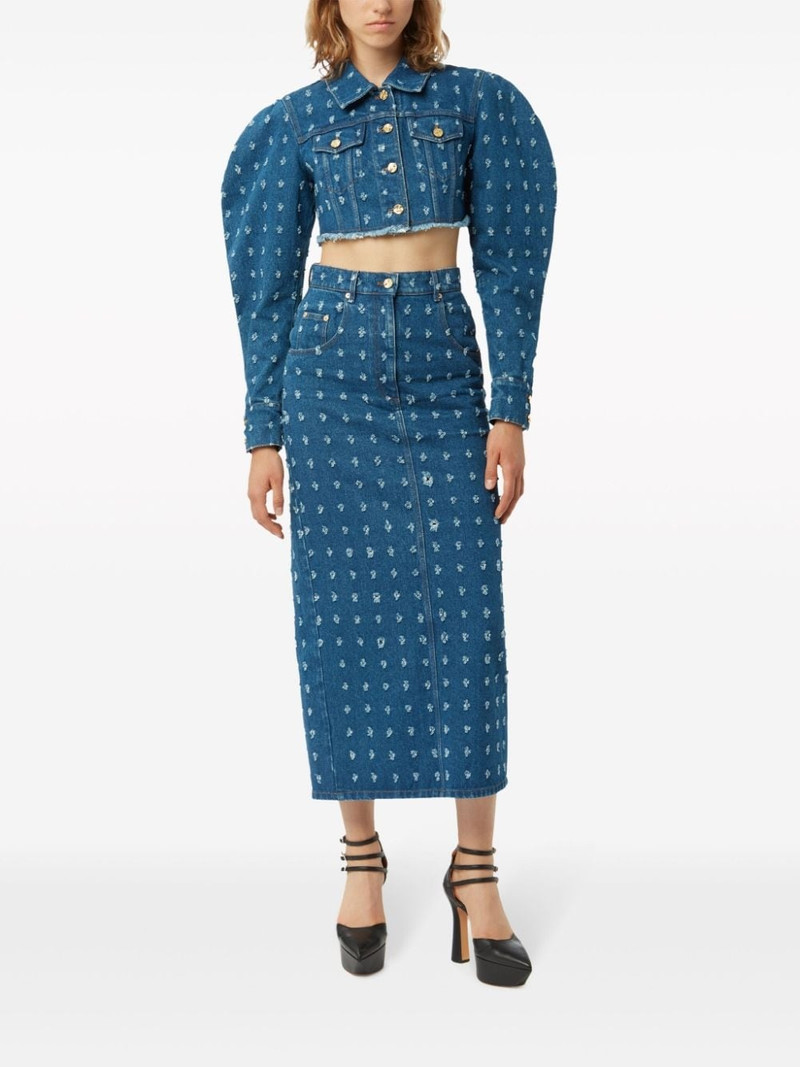 NINA RICCI distressed denim skirt outlook