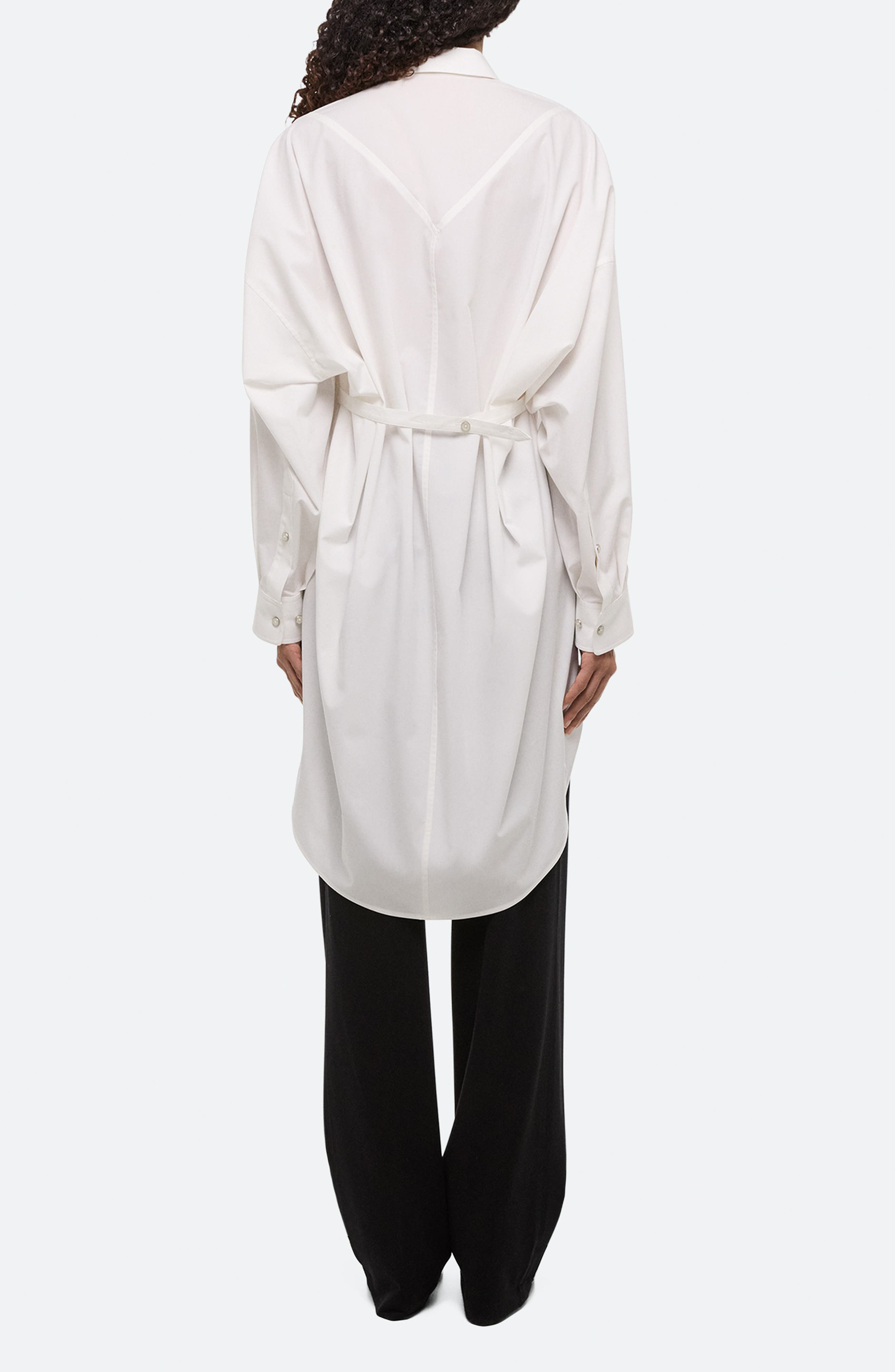 Helmut Lang Long Sleeve Cotton Mini Shirtdress in White - 2
