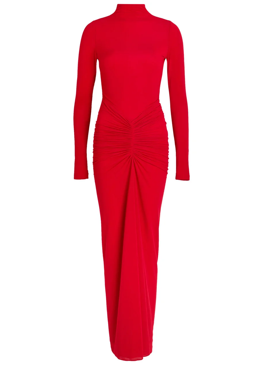 Ronny Kobo Scorpio Ruched Stretch-mesh Midi Dress - 1
