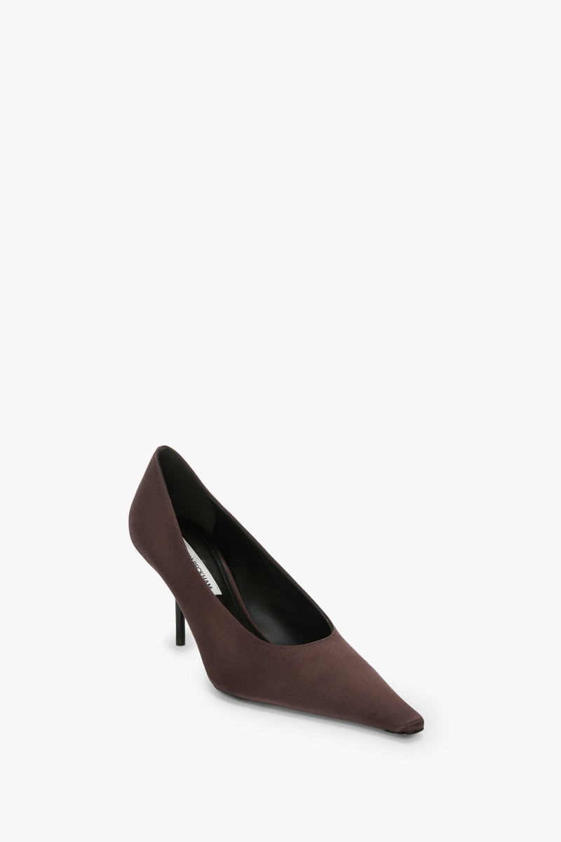 Victoria Beckham Sloan Stiletto Pump In Dark Brown Satin outlook