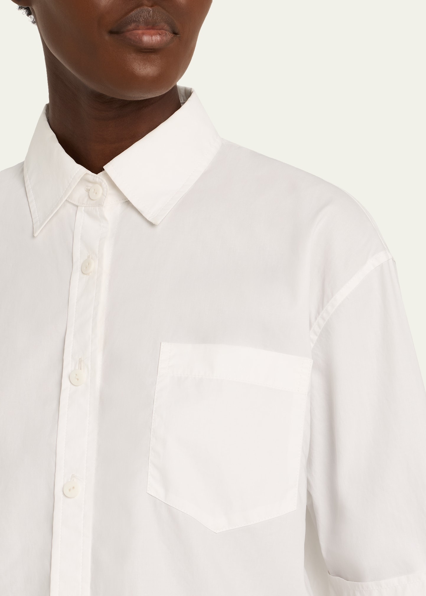 Cropped Oversized Button-Front Shirt - 5