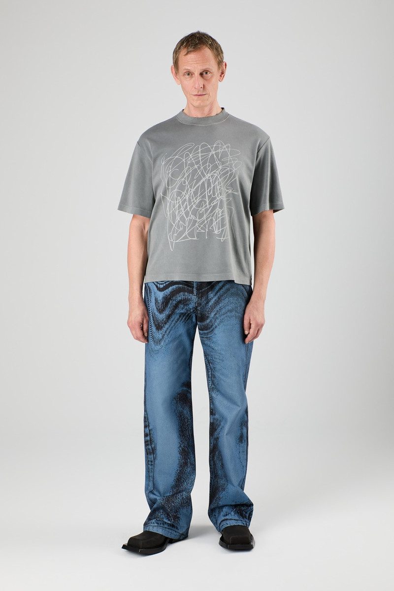 CAMPERLAB Dark Blue-Black Distorted Print Denim Jeans outlook