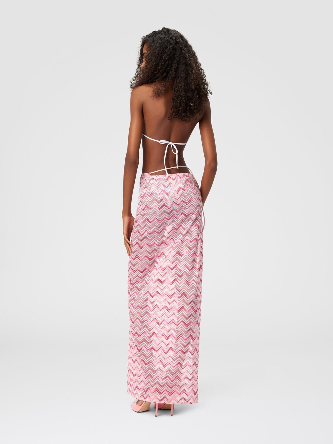 Long skirt in viscose-blend tulle with slub zigzag - 3