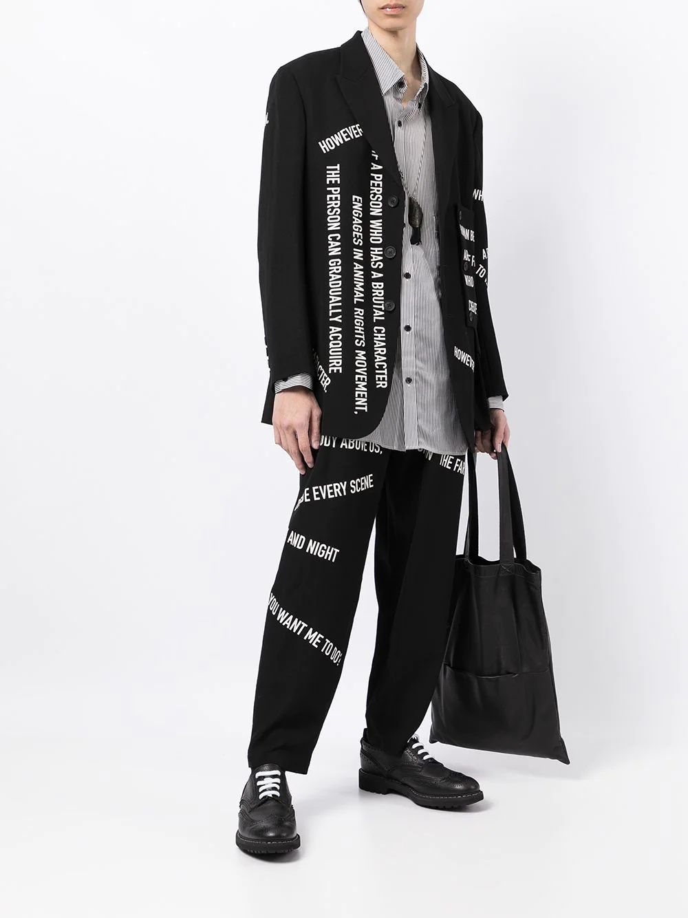 slogan-print wool blazer - 2