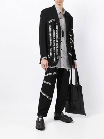 Yohji Yamamoto slogan-print wool blazer outlook