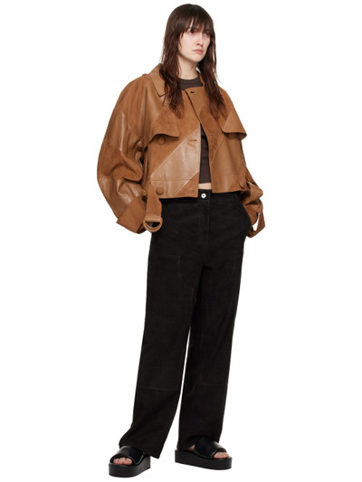 STAND STUDIO Brown Blossom Leather Jacket outlook
