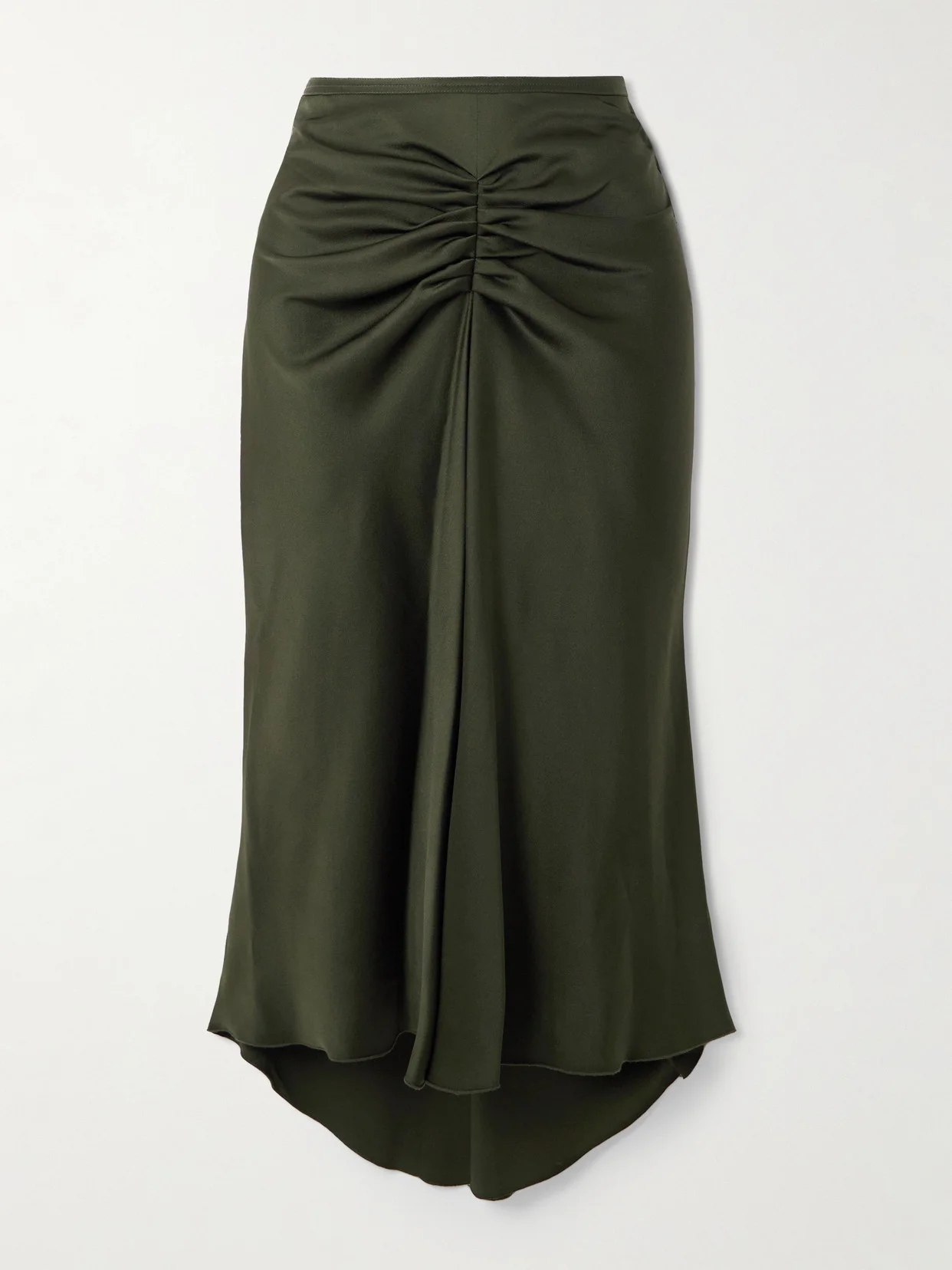 Bella Gathered Satin-crepe Midi Skirt - 1
