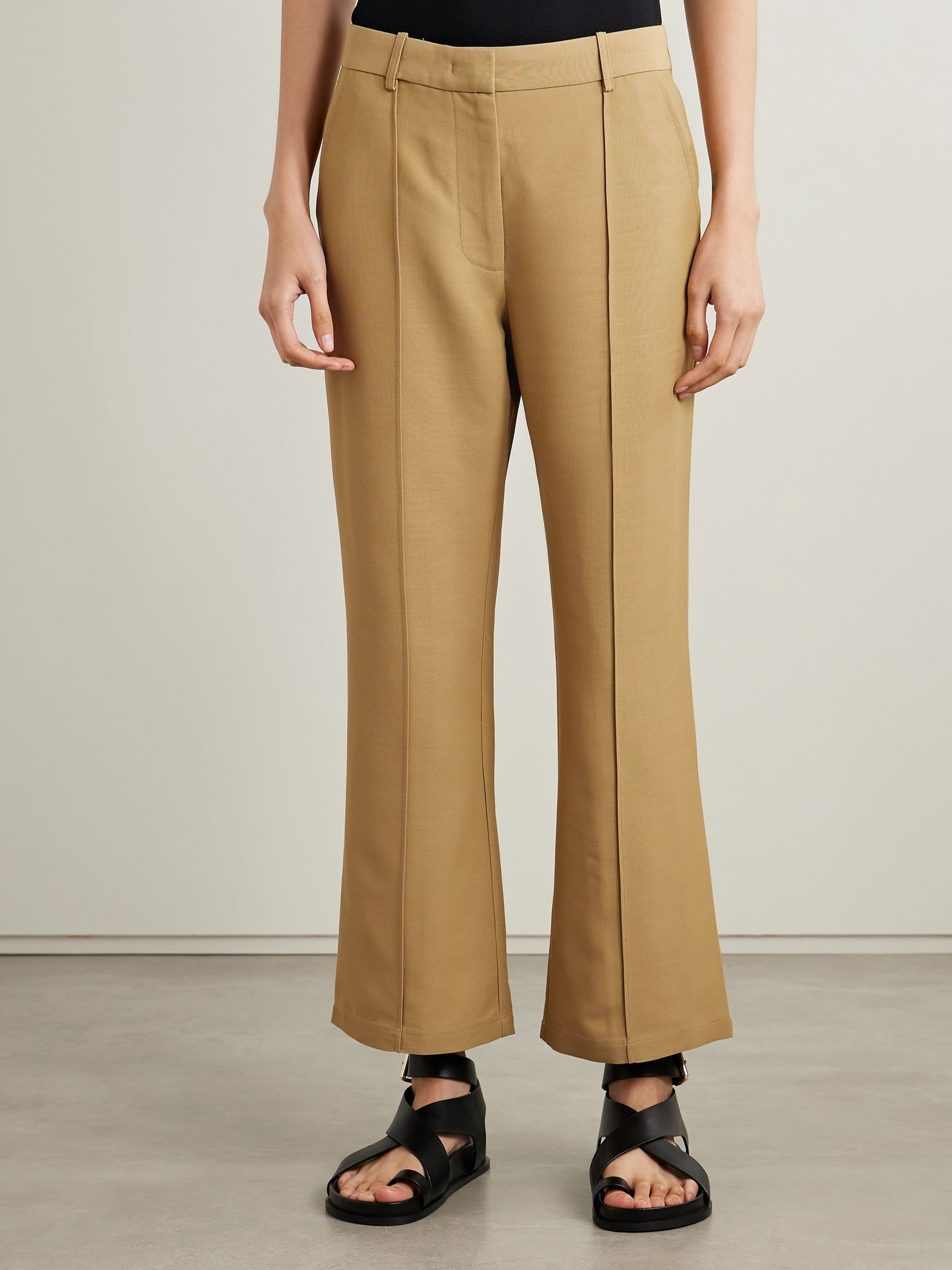 Cropped woven straight-leg pants Camel - 3