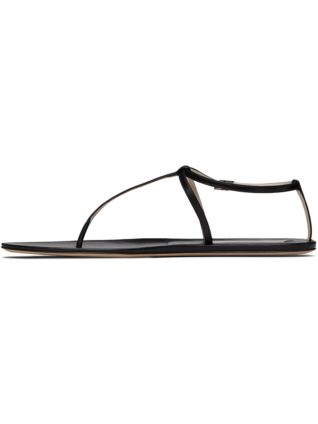 Black Mono Strap Flat Sandals - 3