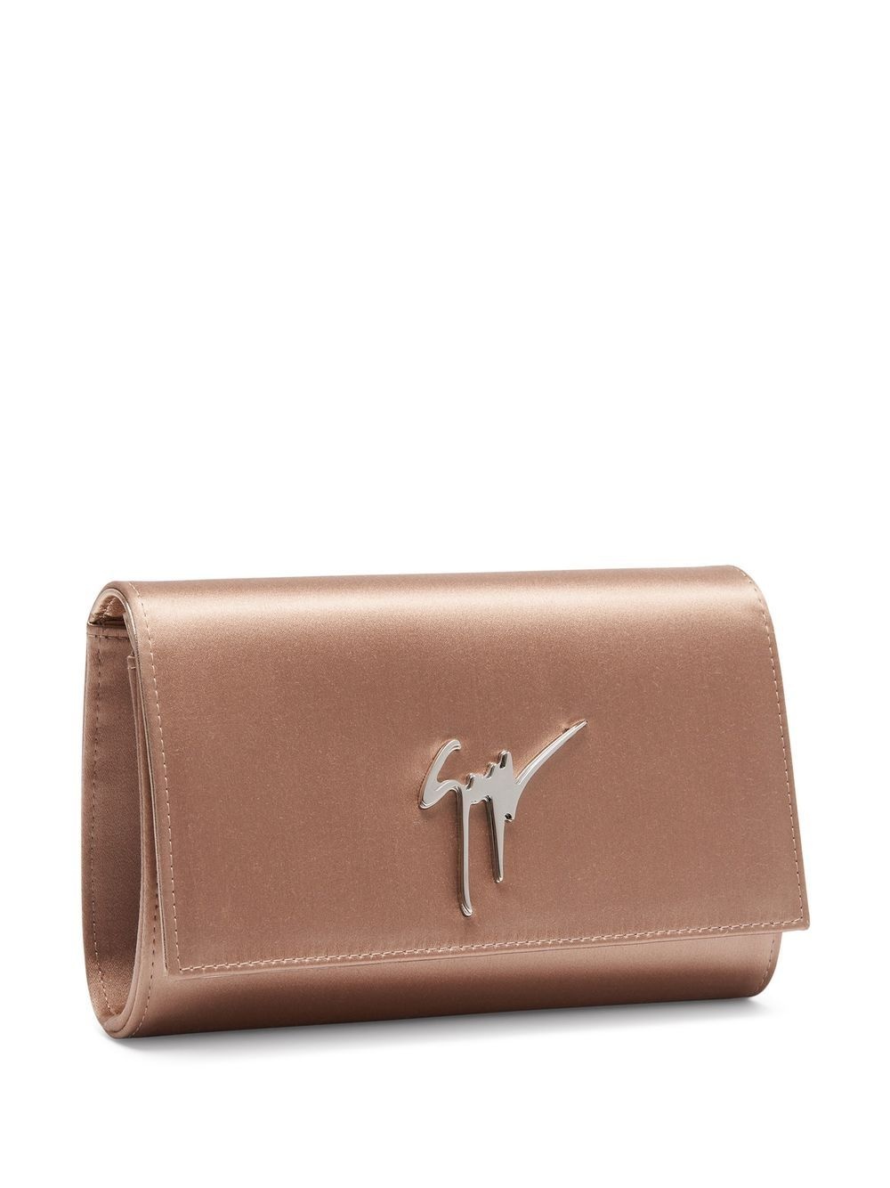 logo-plaque leather clutch bag - 4