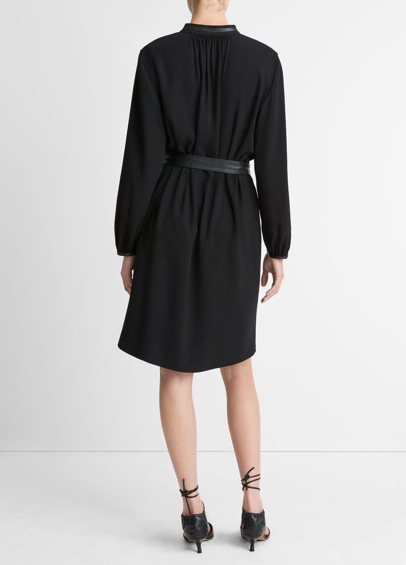Vince Faux-Leather-Trim Crepe Shirt Dress outlook