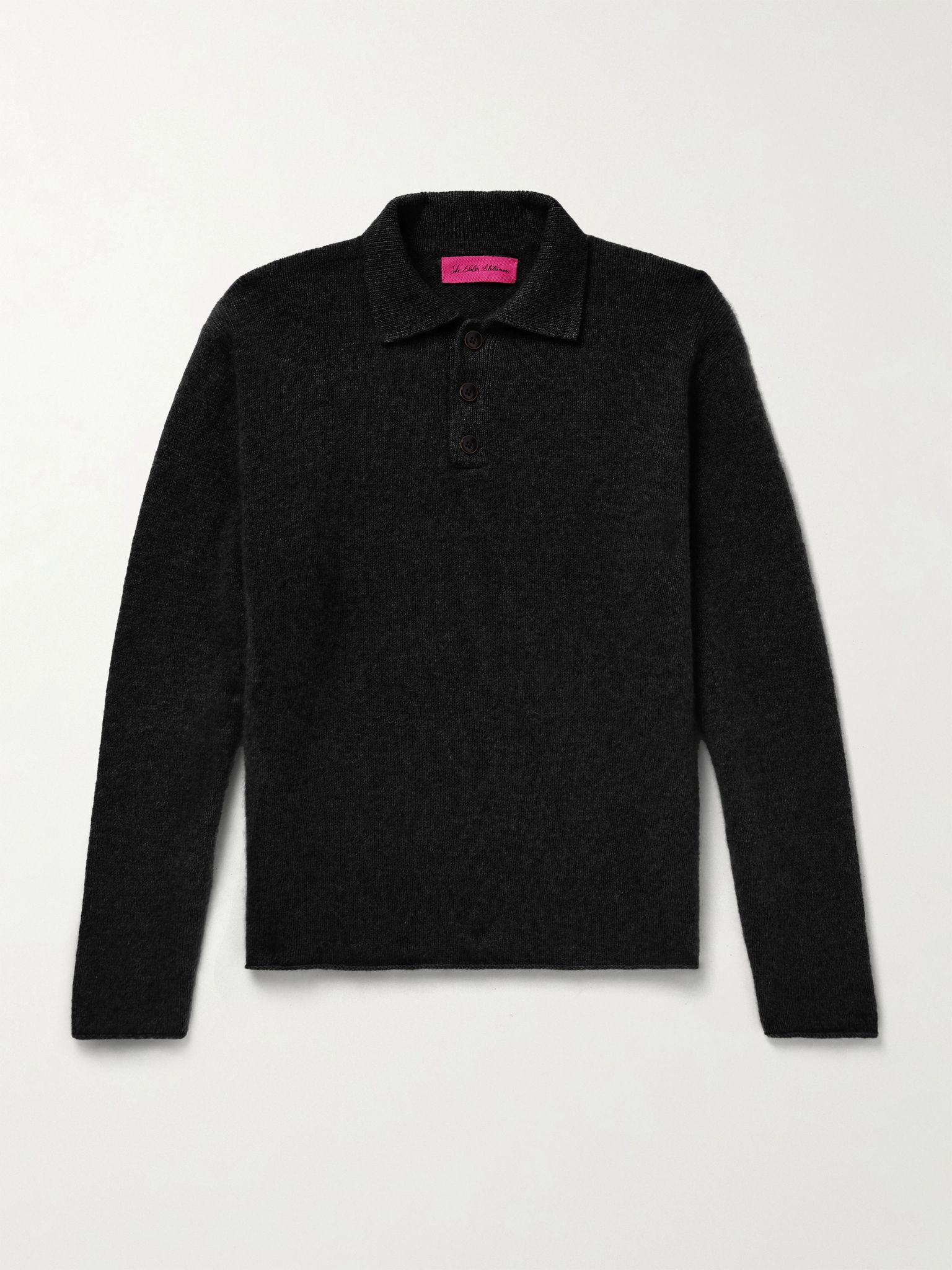 Brushed-Cashmere Polo Shirt Black - 1