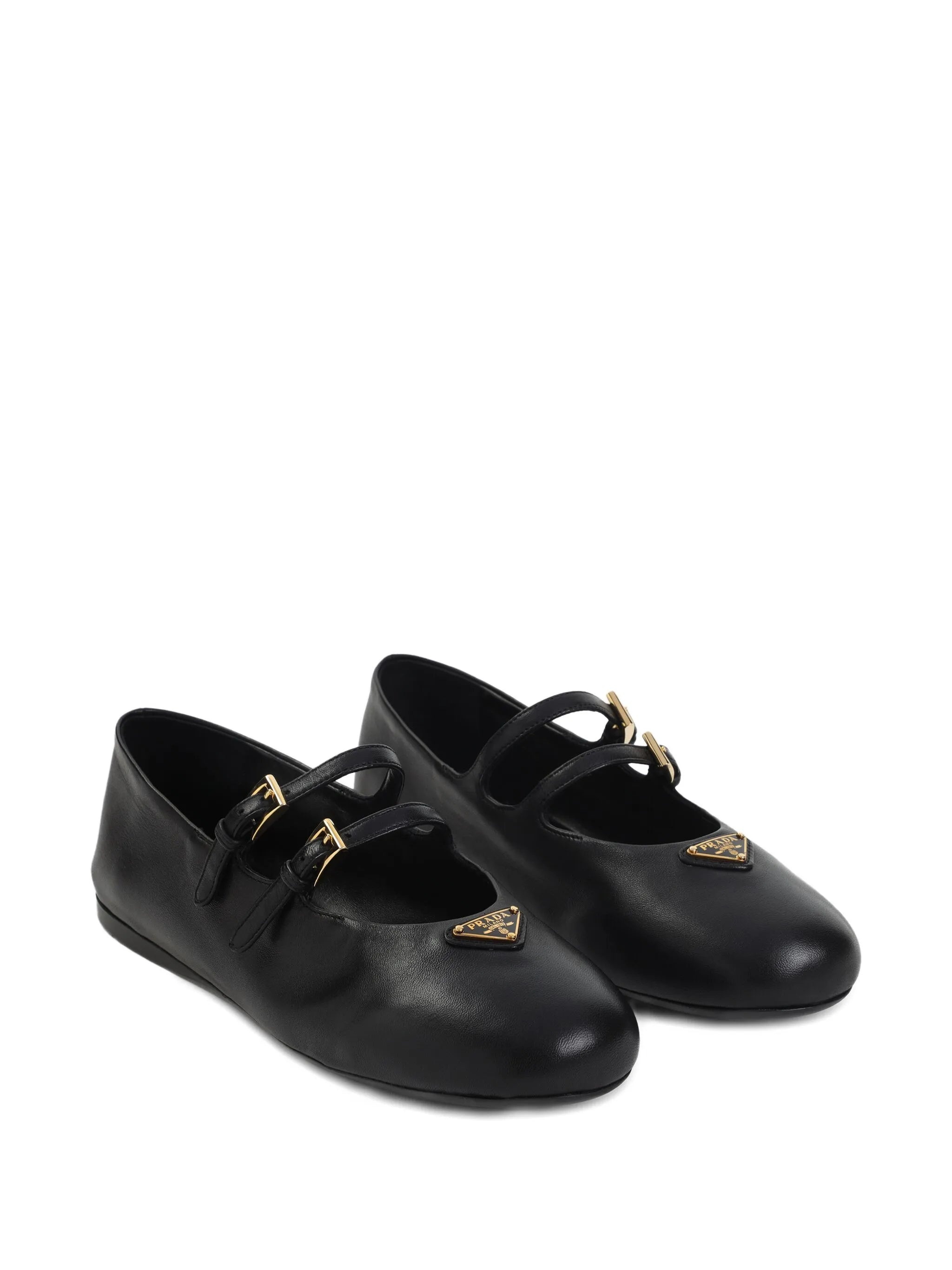 Prada Double-buckle Leather Ballet Flats - 2