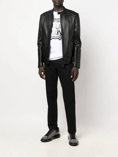 PHILIPP PLEIN leather biker jacket outlook