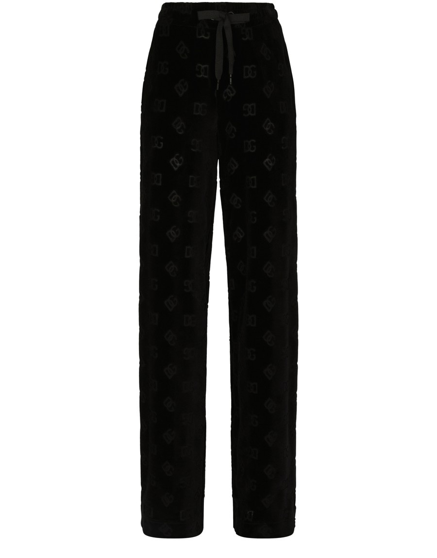 Flocked jersey pants with all-over DG logo - 1